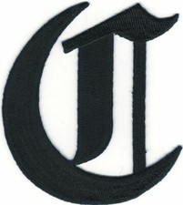 3" Fancy Black Old English Alphabet Letter C Embroidered Patch