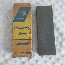 Bear Sharpening Bench Stone Vintage Blades Crystolon India Oil Fill Combination 