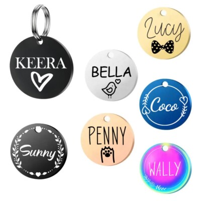 CUSTOM ENGRAVED PERSONALIZED PET TAG ID DOG CAT NAME TAGS DOUBLE SIDE