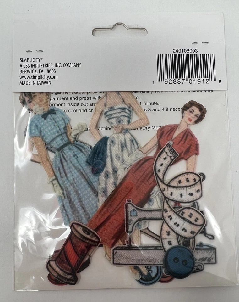 New Simplicity Vintage Iron-On Die-Cut Fashion Pack Appliqués NIP 16 Per Pack - Image 2 of 2
