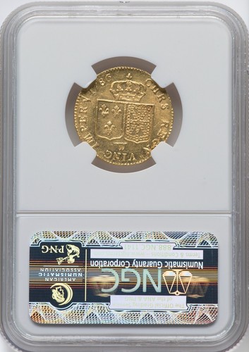 France 1786-W Louis XVI GOLD 1 L'or (Louis D'Or) - NGC MS62PQ - LOOKS FULL MS63 - Picture 4 of 4