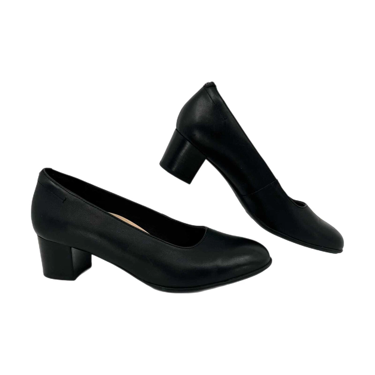 Clarks black sales leather pumps