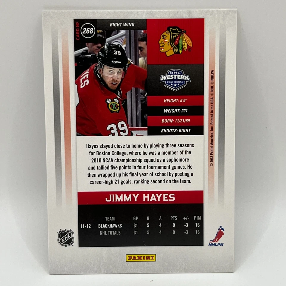 2011-12 Panini Contenders Jimmy Hayes RC #268 /999 - Image 2 of 2