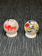 Nice Set 2 Betty Boop Glass 1" Logo Marble With Stands
