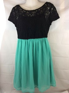mint green and black dress