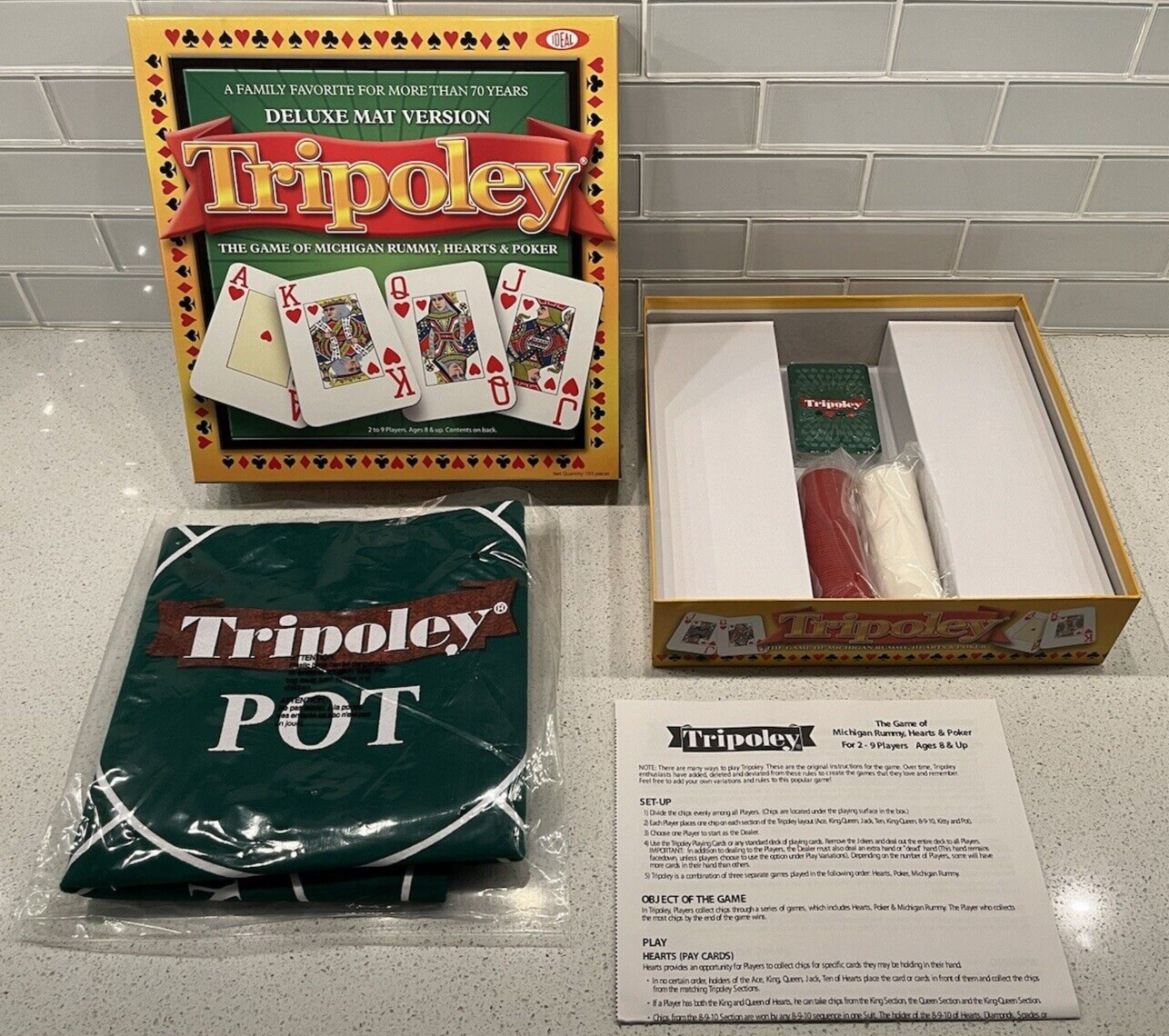 IDEAL TRIPOLEY DELUXE MAT VERSION Game of Michigan Rummy Hearts & Poker Age  8+ | eBay