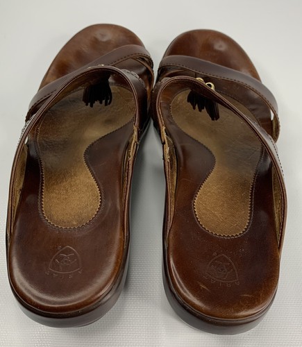 Sandalias planas Ariat de cuero genuino 9,5 B sin cordones marrón - Imagen 6 de 13