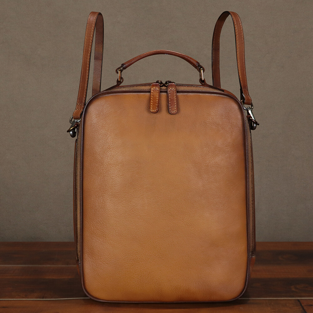 Mochila de cuero genuino monederos para hombres y mujeres de colección mochila bolso