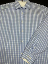 Ben Sherman Mens Button Front Long Sleeve Cotton Plaid Shirt 16 1/2 32/33