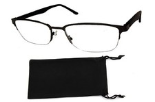Reading Glasses Readers Metal Deluxe Rectangular gun Frame Business occasion Men