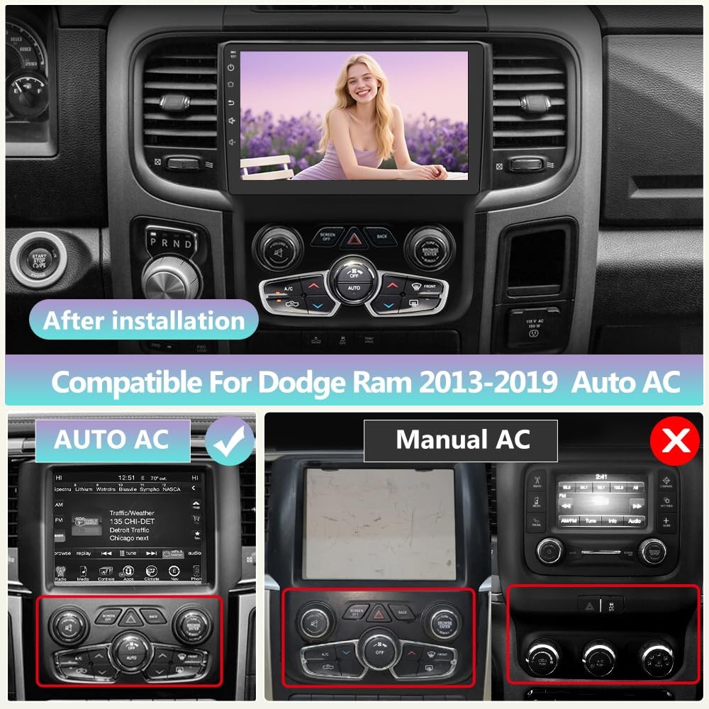 Mnasico Android Radio for Dodge RAM 2013-2019 Automatic Transmission ...