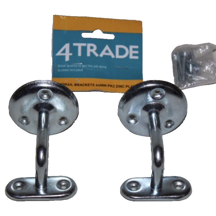 64mm Zinc Plated Handrail Bracket  - 1 pair / 2 Pieces Per Pack