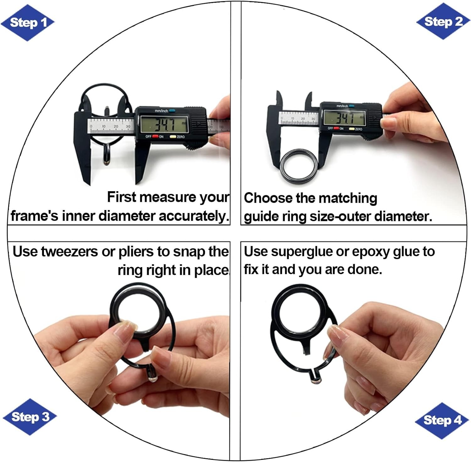 9KM DWLIFE Fishing Rod Repair Ceramic Guide Ring Small, B - 100pcs 