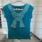 Lili Gaufrette Girls Turquoise Blue Graphic Sequin T-Shirt Size 5 Short Sleeve — photo 1