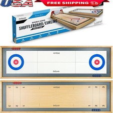 2 in 1 Shuffleboard  Curling Table Game Solid Wood Family Fun 2-4 Players New