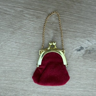 American Girl Samantha's Purse Burgundy Velvet Meet BeForever Gold Chain Handbag