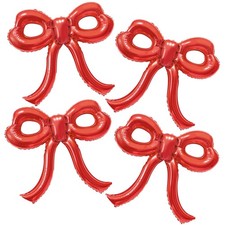 4 Pcs Red Bow Balloons Bow Party Decorations for Girl Women Red Bow Birthday ...