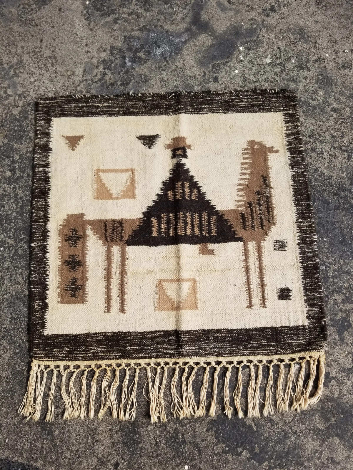 Vintage Traditional Handmade Southwestern Style Wool Multicolor Kilim 5.1x2.5 ft