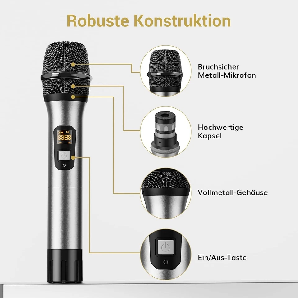 TONOR TW820 Funkmikrofon Set UHF Dual 60m für Karaoke DJ Hochzeit Kirche EVENTS - Bild 4 von 4