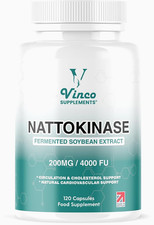 Vinco Nattokinase 200Mg 4000FU ? 120 Capsules ? High Strength Japanese Natto Enz