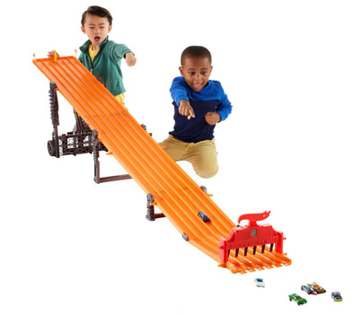 Hot Wheels 6-Lane Raceway Track Set w/ Lights Sounds 6 Cars 8ft Track