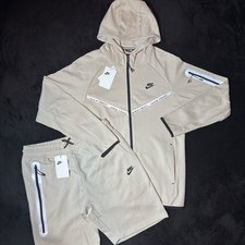 Nike Tech Set Reflective Hoodie Shorts Set Color Beige Mens Size small NWT