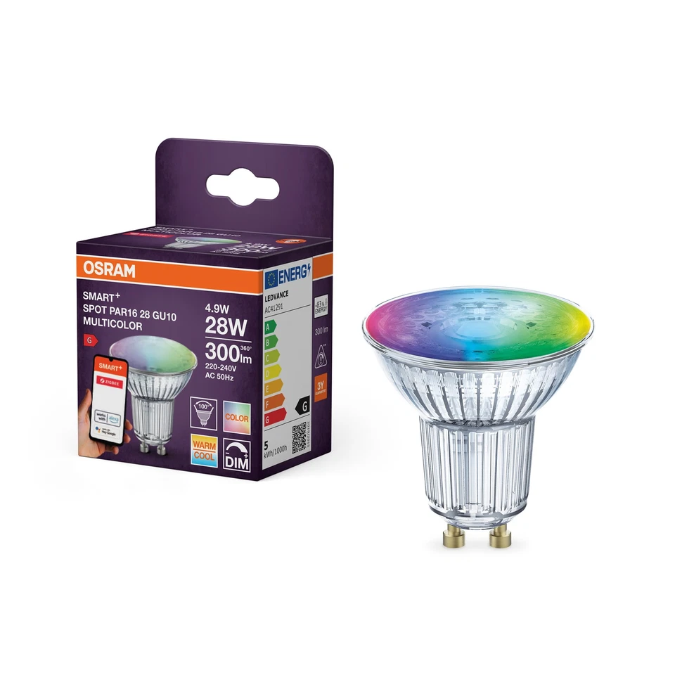 OSRAM SMART LED Spot PAR16 Reflektor GU10, 4.9W ZigBee 3.0, RGBW 16 Mio. Farben, - Bild 4 von 4