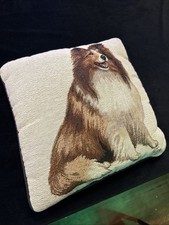 Vintage Border Collie Cotton , Polyester Throw Pillow