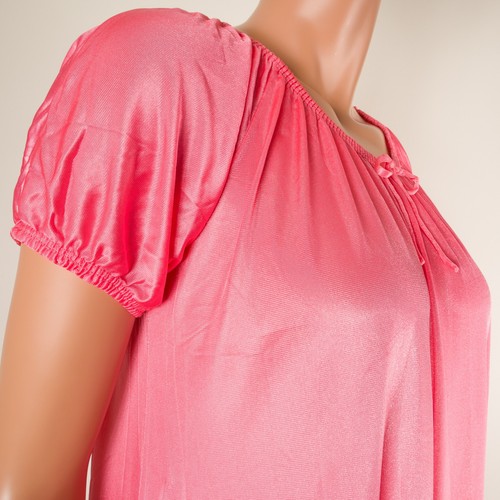 💖 Vintage Women's Nightgown Nylon Full Sweep Negligee Pink Flamingo LARGE - Picture 5 of 9
