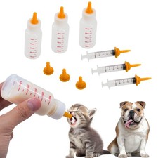 Pet Feeding Bottle and Syringe Set for Puppies Kittens 3 Medium, white