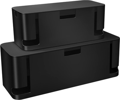 Cable Management Box 2 Pack Large Cord Organizer ABS Power Strip Storage Black