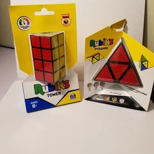 Rubik's Tower Puzzle and Rubiks Pyramid Bundle Brand New in Package