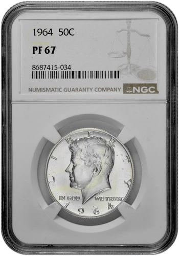 1964 50c Silver Proof Kennedy Half Dollar NGC PF 67 with New Holder