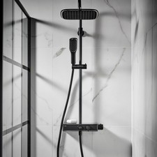 Image of Triton Push Button Bar Diverter Thermostatic Mixer Shower Set - Black SWPBDIVBLK