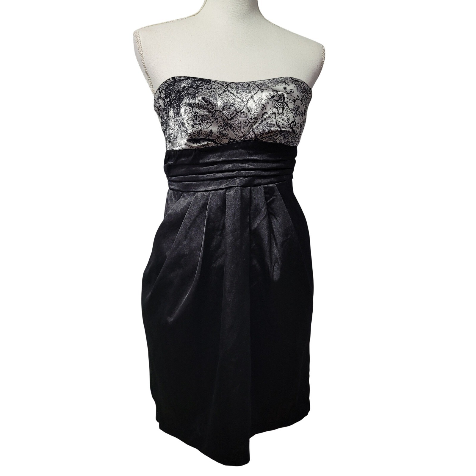 ruby rox Black Silver Strapless Cocktail Dress Sa… - image 1