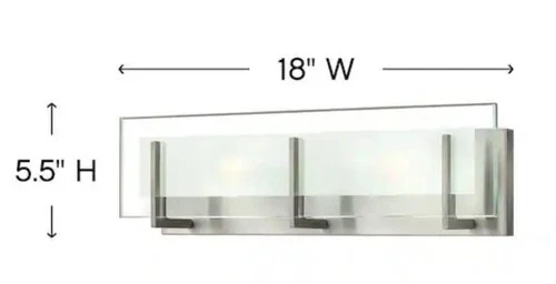 HINKLEY LATITUDE 18" 2-Lights Brushed Nickel Vanity Light 5652BN Bathoom sink - Picture 1 of 5