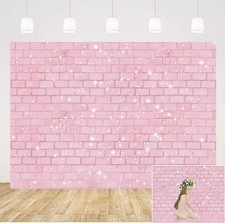 8x6ft Retro Pink Glitter Brick Wall Photography Backdrop Girl Happy Birthday ...