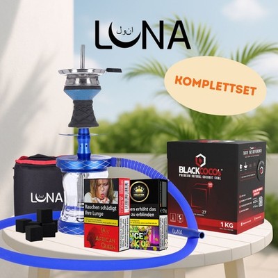 Shisha To Go Komplettset: 2x Tabak nach Wahl, 1kg Kohle, 100 Mundstücke, Tasche