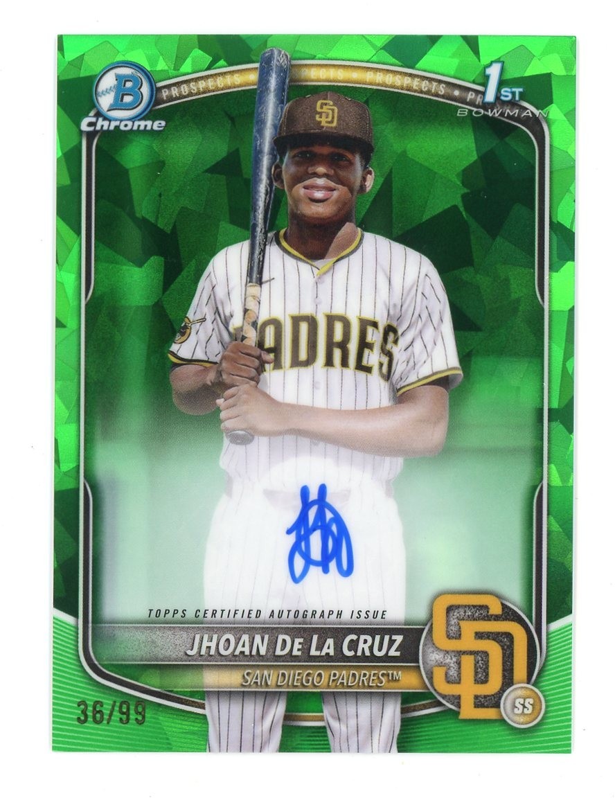 2025 Bowman Chrome Sapphire #CPSA-JD Jhoan De La Cruz 1st Auto Green /99