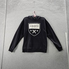 Hooey Men Hoodie L Black Graphic Fleece Logo Shield Casual Long Sleeve