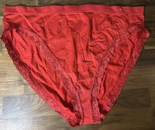 Vtg Fashion Bug Panties Nylon Bright Red Sissy Hi Cut Bikini Sz 12 Lace Yoga HTF
