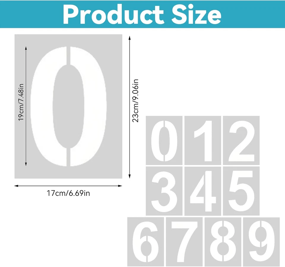 23cm Zahlen Schablonen 0 9 Kunststoff wiederverwendbar Waschbar Parkplatz Hausnu - Bild 2 von 4