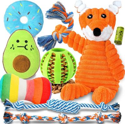 Luxury 9-Pack Puppy Chew Toys for Teething Small Dogs with Squeaky Balls