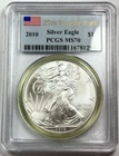 2010 $1 American Eagle PCGS MS70 25th Year of Issue 1 oz Silver .999 Coin