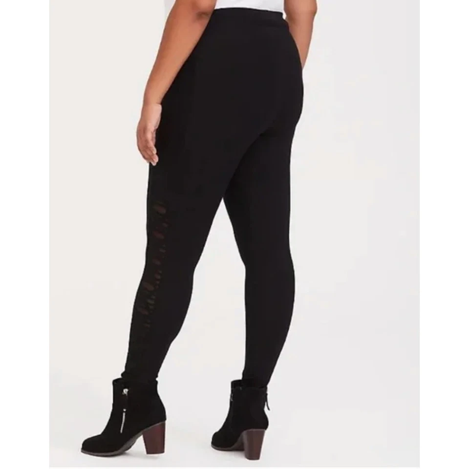 Torrid Premium Side Slashed Mesh Underlay Leggings Black Plus Size 1X - Image 2 of 4