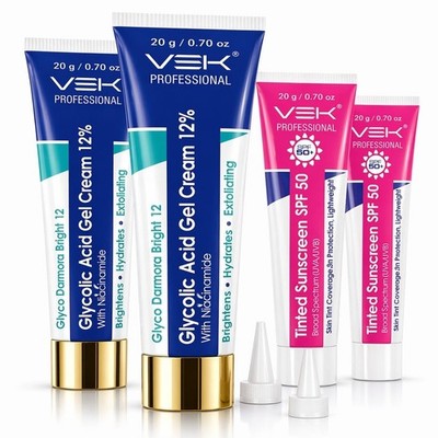 VSK Professionals12% Glycolic Acid Cream Gel for Skin Care 4 Tubes 20g each 80gm
