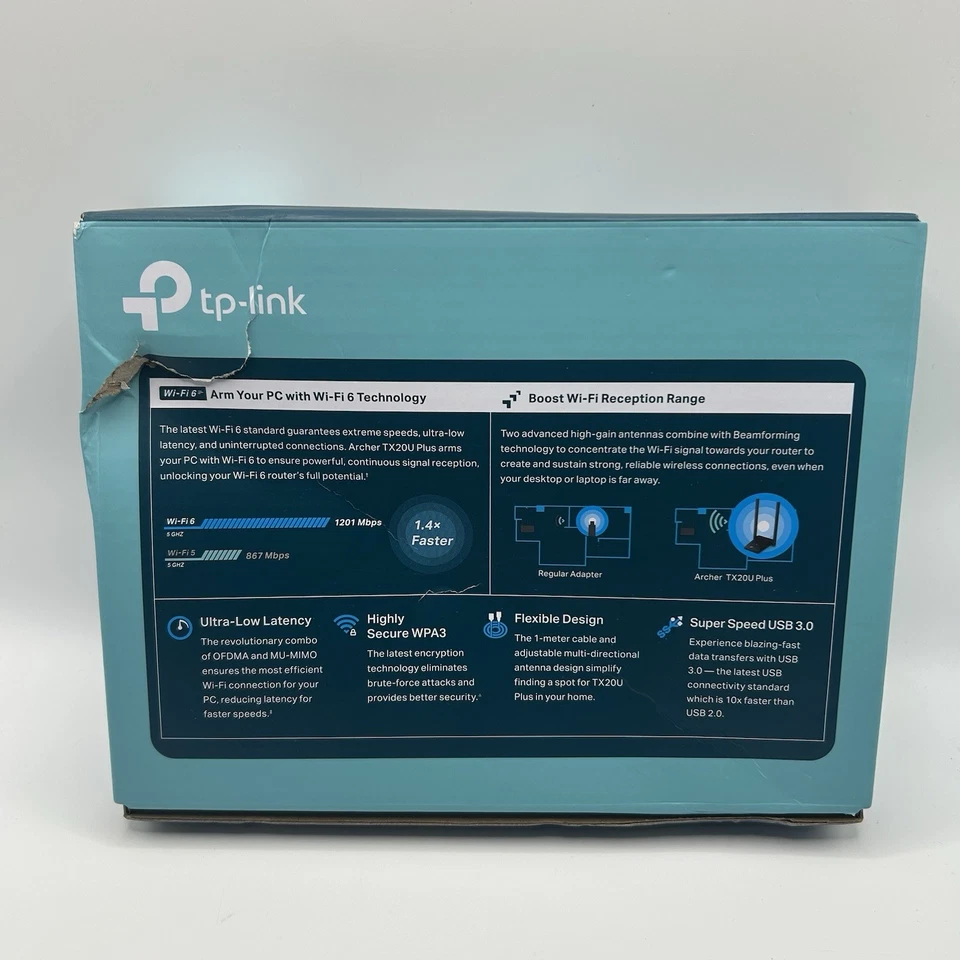 TP-Link Archer TX20U Plus AX1800 USB Wi-Fi 6 Adapter – Open Box - Image 4 of 4