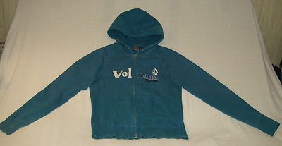 VOLCOM L/S BLUE ZIPPER FRONT HOODED SWEATJACKET ''VOLCOM STONE'' FRONT M   K#1654