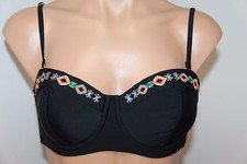 NWT Jessica Simpson Swimsuit Bikini Bra Top Sz M Black Shoulder Straps