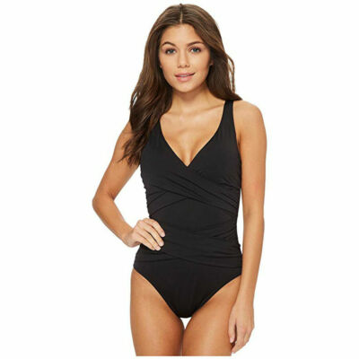 Tommy Bahama SwimSuit One-Piece OTS Shirred Twist V-Front Halter Cup AU10 US6